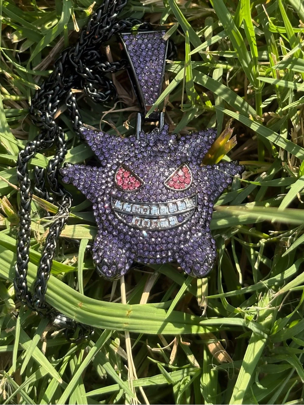 Purple Gengar-Inspired Crystal Pendant Necklace - Unbranded